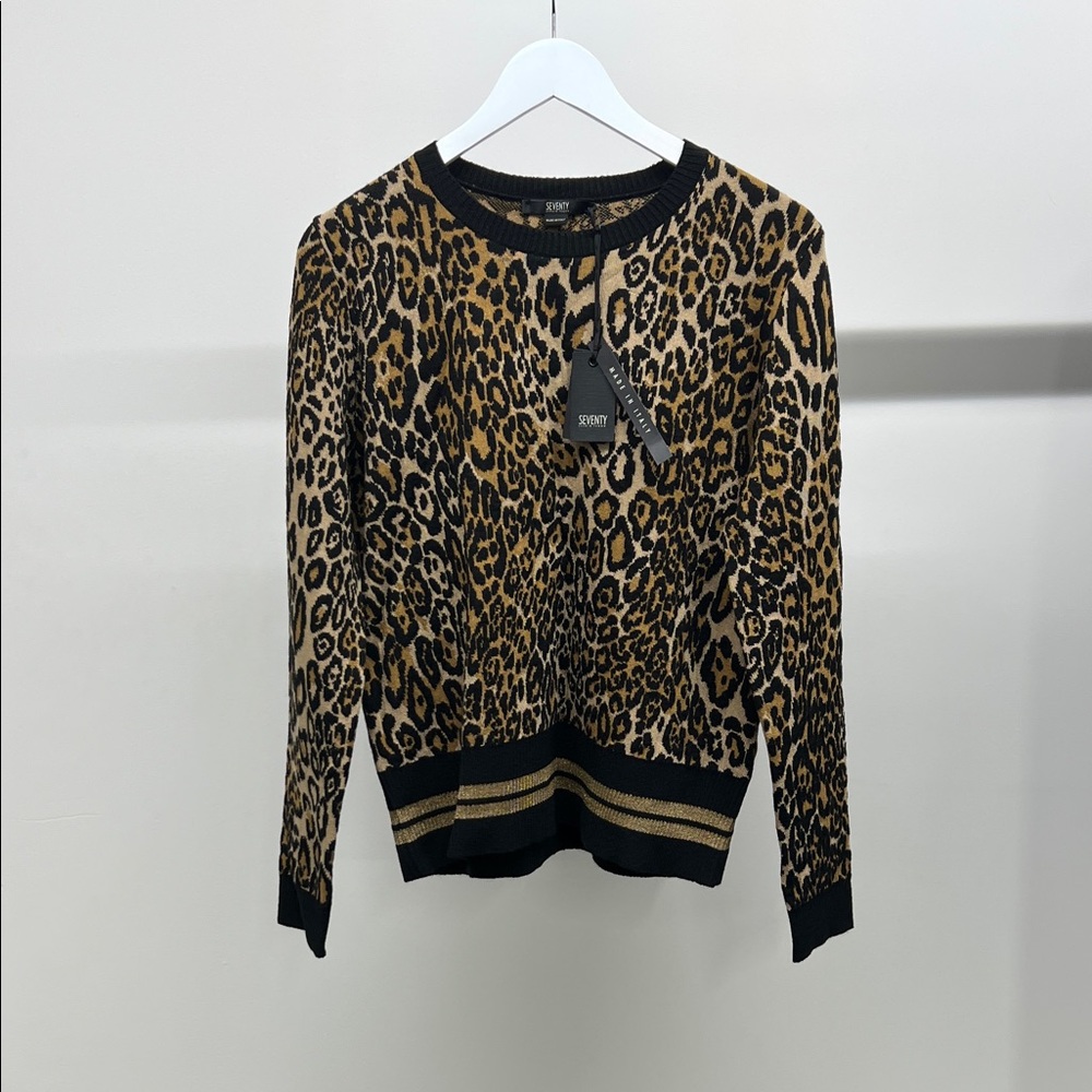 NWT Seventy Animal Print Sweater with Black Trim